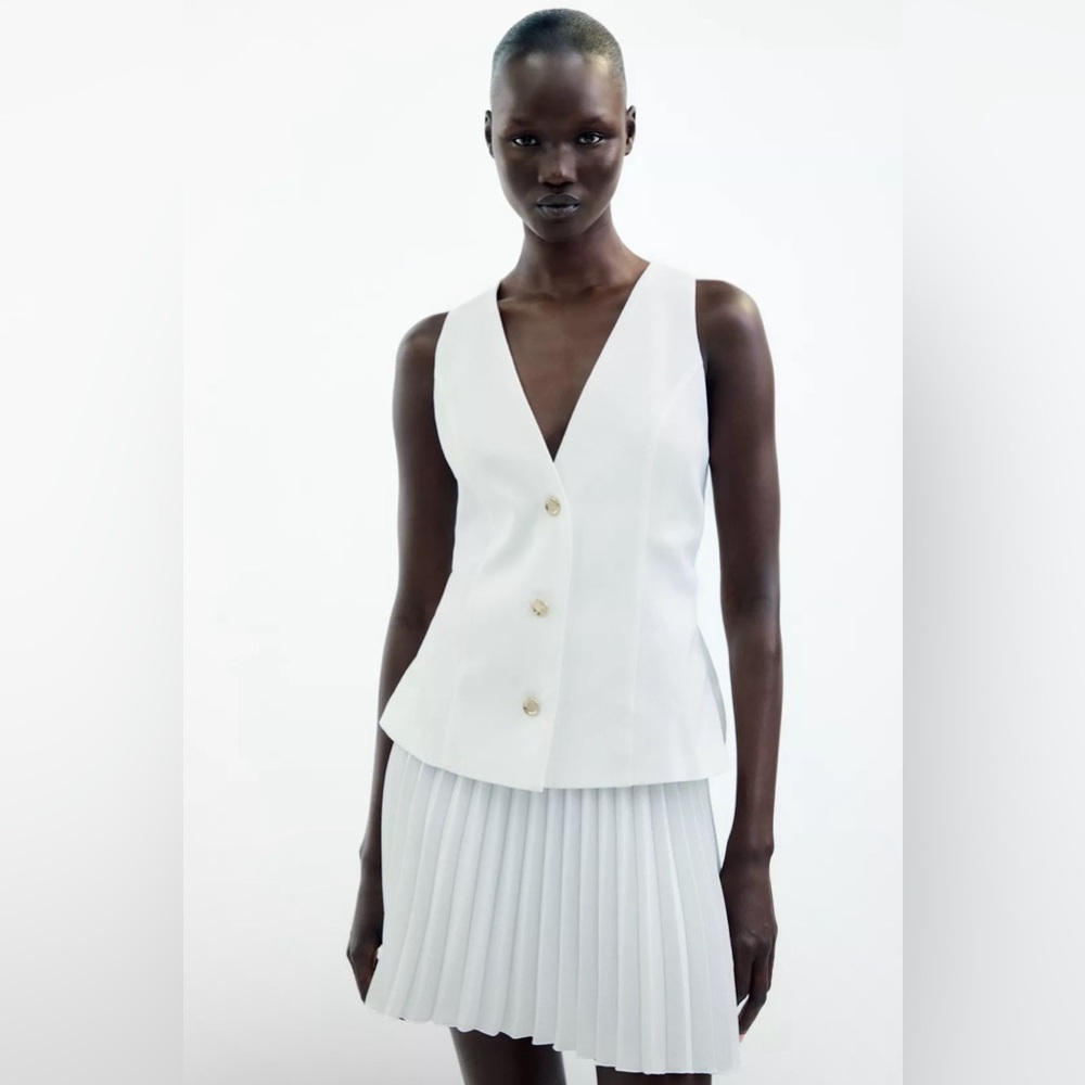 NWT ZARA WHITE COMBINATION MINI DRESS SIZE SMALL